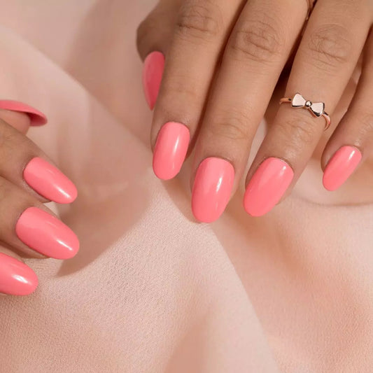 Solid I love Pink Presson Nails Set With Free Application Kit