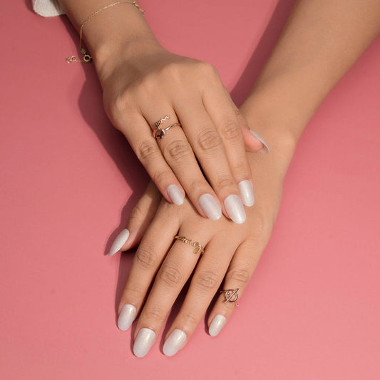 Color Changing and Cat Eye Pink Silver press-on  Nails Set