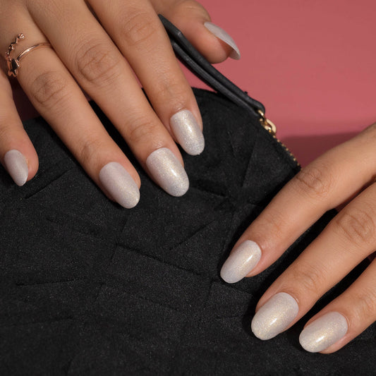 Color Changing and Cat Eye Pink Silver press-on  Nails Set