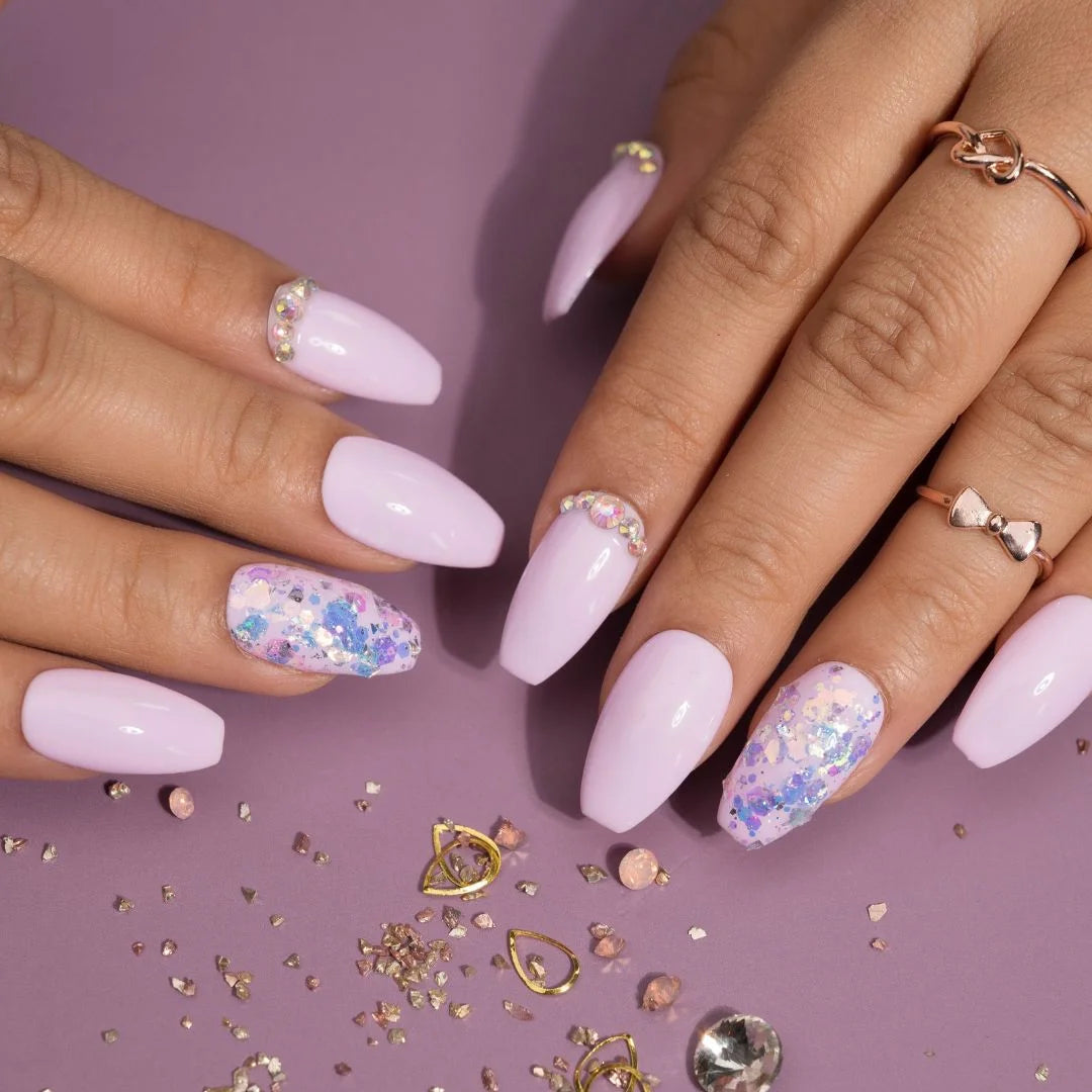 Rhinestone Wedding Pastels Stick on Nails Set