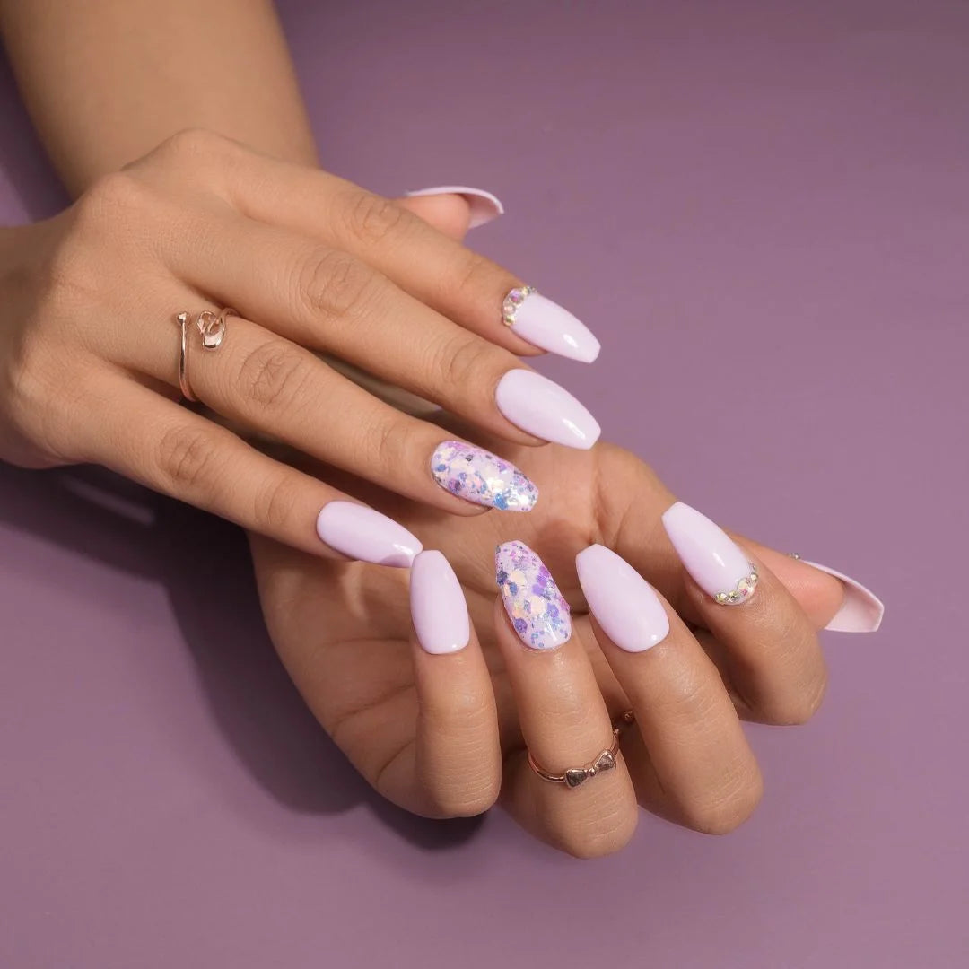 Rhinestone Wedding Pastels Stick on Nails Set