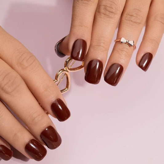 Solid Merlot Artificial Nails Set With Application Kit