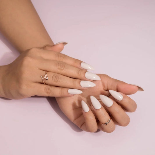 Nude Plain Glossy Fake Nails Set