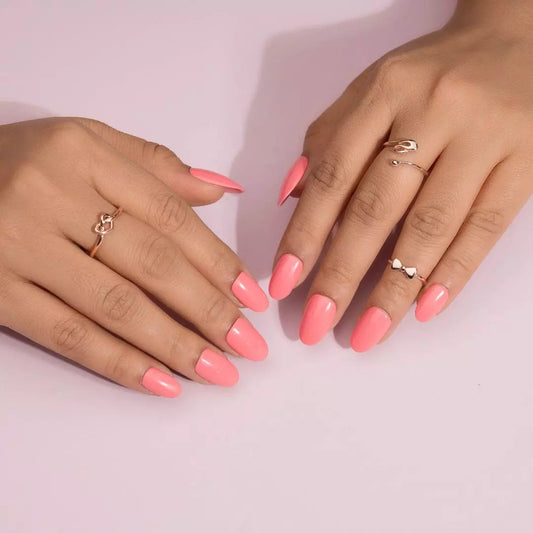Solid I love Pink Presson Nails Set With Free Application Kit