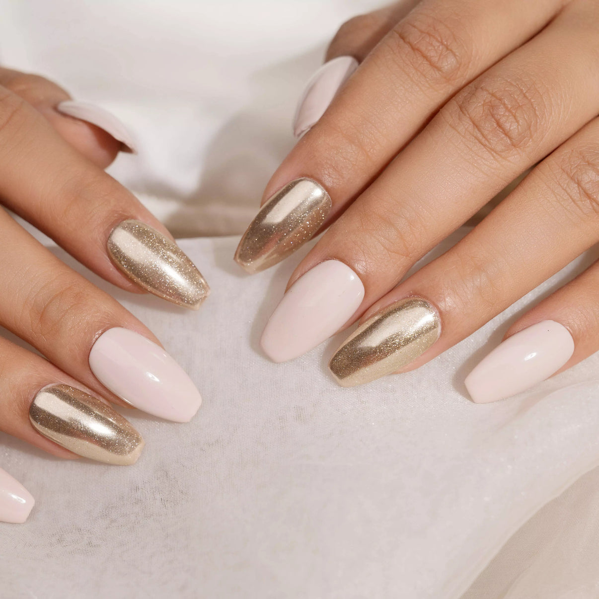 Chrome golden Presson Nails Set