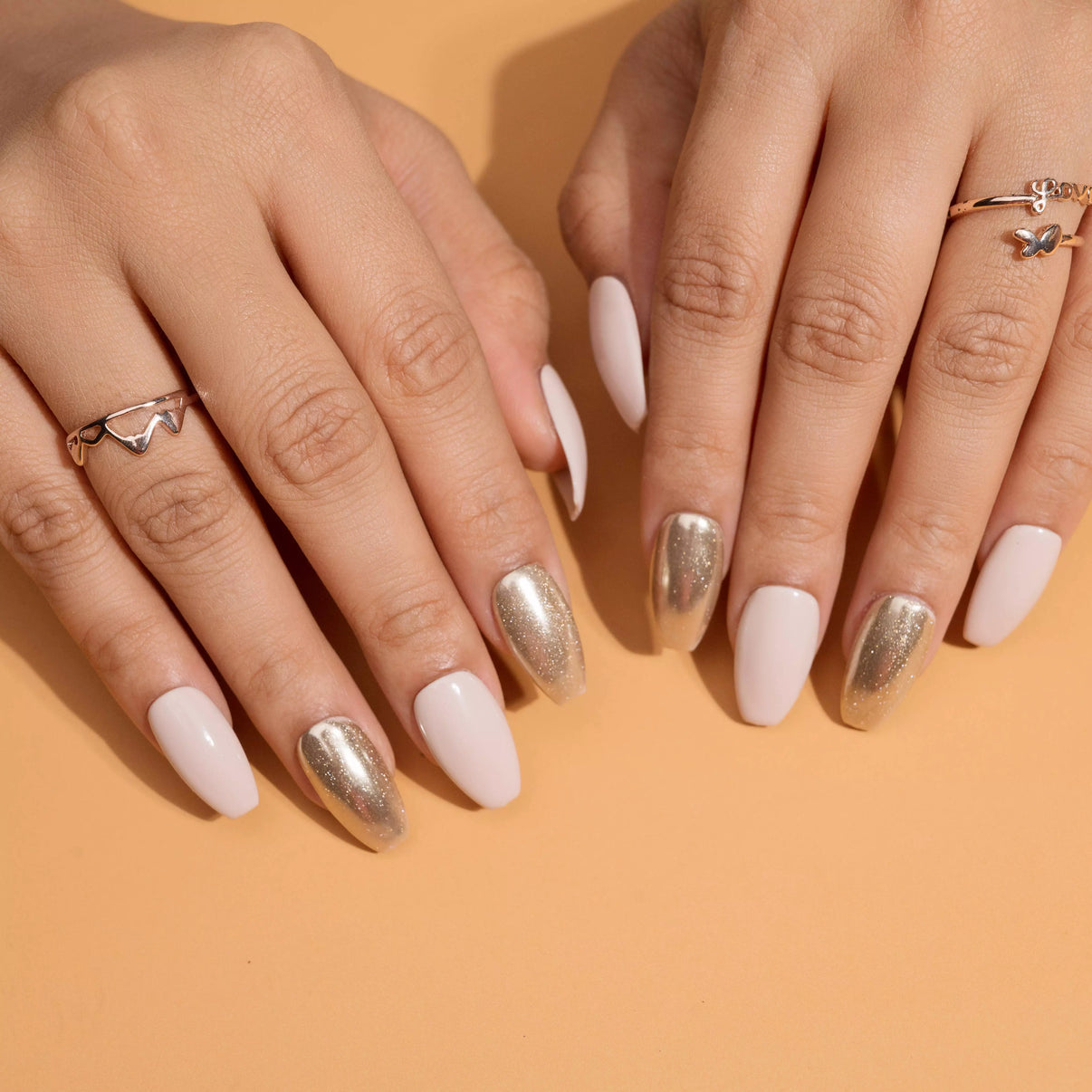 Chrome golden Presson Nails Set