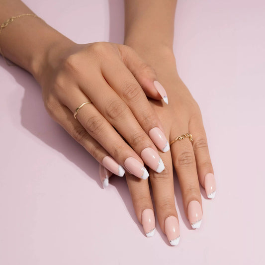 Glittery French Tips Press-on Nails Set