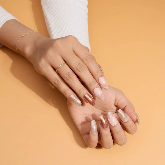 Rose Gold Glitter and Metallic Press-On Nails Set