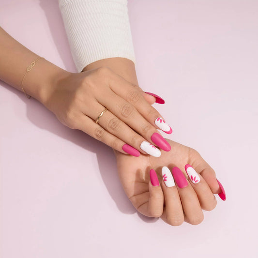 Pink floral Press-On Nails Set