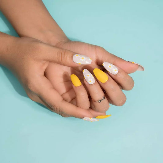 Yellow Floral Sunbeam Press-On Nails