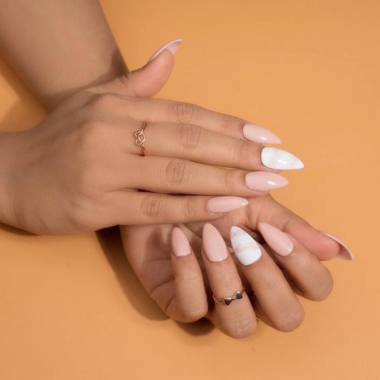 Nude Nails Marble Nail Art Press-on Nails Set