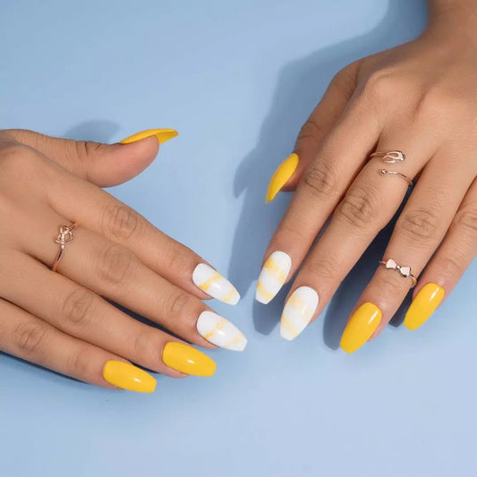 Orange Marble Nail Designed Press-on Nails Set