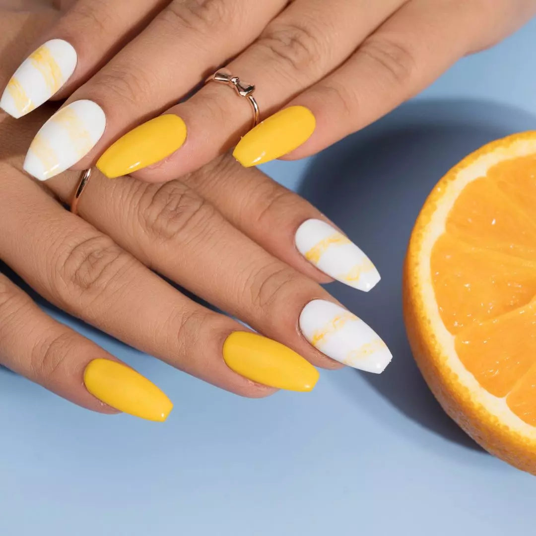 Orange Marble Nail Designed Press-on Nails Set