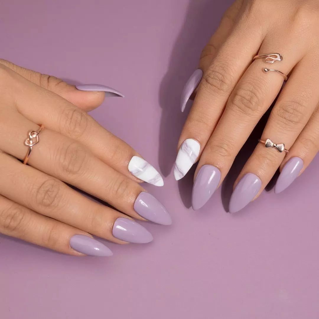 Dusty Lilac Marble Press-on Nails Set