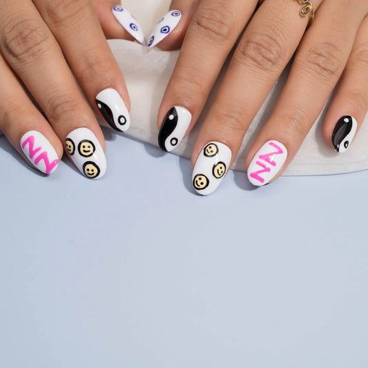 Colour Splash – Designer Evil Eye Press-On Nails Set