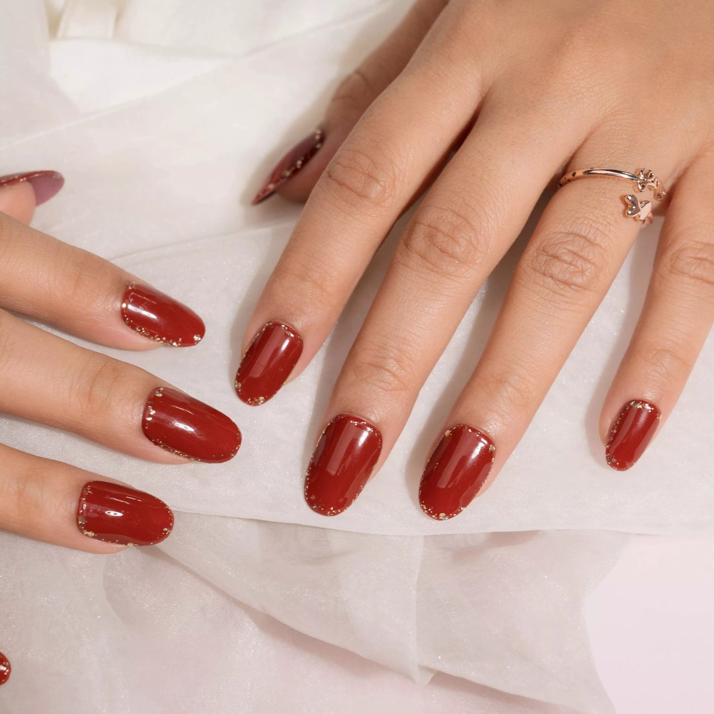 Red Glitter Press-On Nails Set